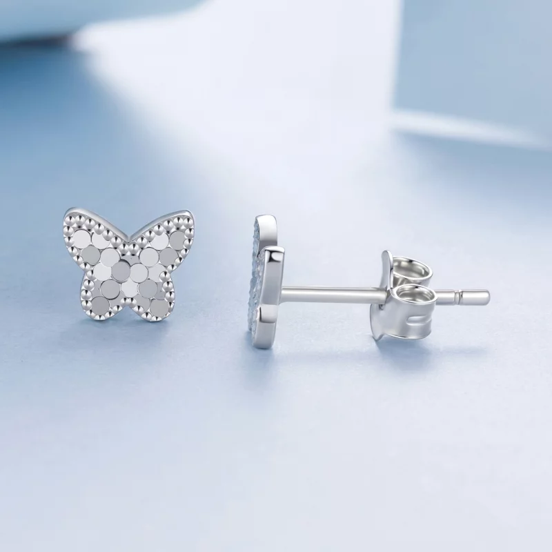 (image pour) Pandora Style Boucles d'Oreilles Clous Papillon Étincelantes en Argent 925 Plaqu - Afficher 4