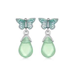 Boucles d'oreilles pendantes papillon en argent 925 plaqué platine avec résine Pandora Style - BSE1216 (image pour) Boucles d'oreilles pendantes papillon en argent 925 plaqué platine avec résine Pandora Style - BSE1216
