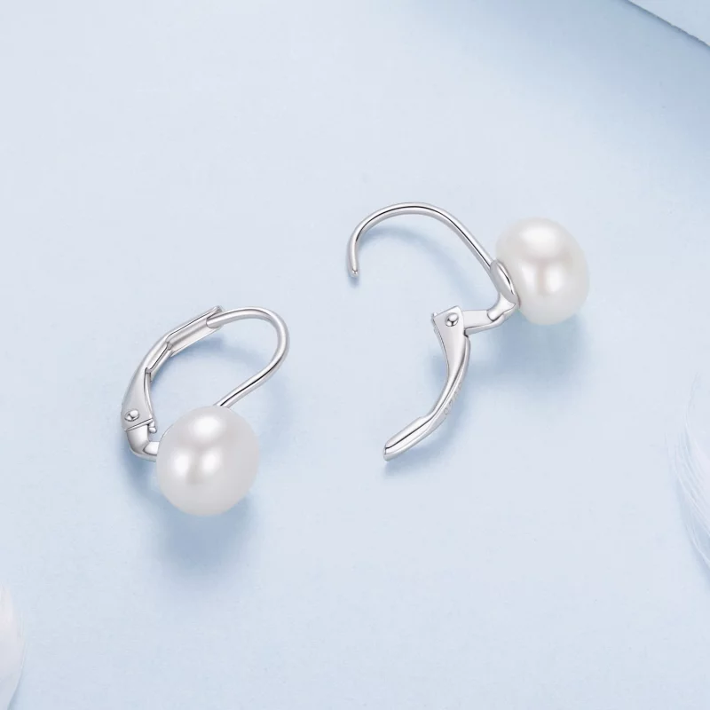 (image pour) Boucles d'oreilles pendantes en perles d'eau douce plaquées platine en argent 92 - Afficher 4