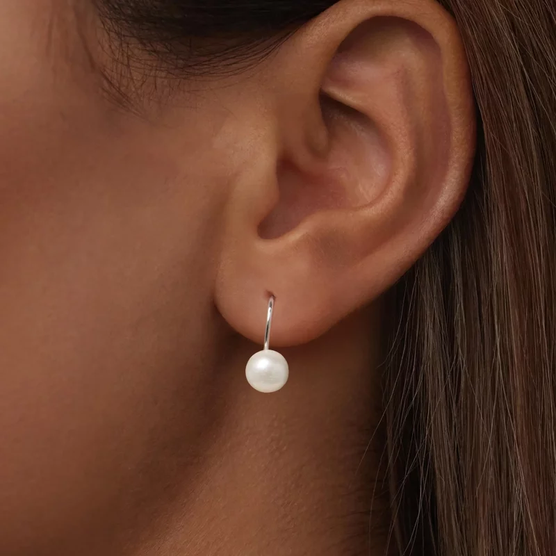 (image pour) Boucles d'oreilles pendantes en perles d'eau douce plaquées platine en argent 92 - Afficher 5