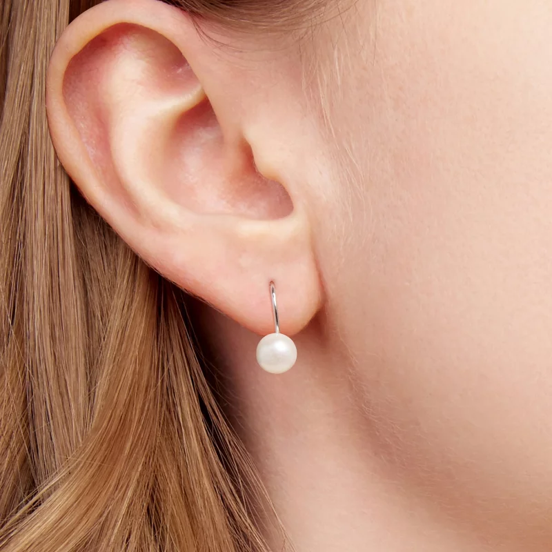 (image pour) Boucles d'oreilles pendantes en perles d'eau douce plaquées platine en argent 92 - Afficher 6
