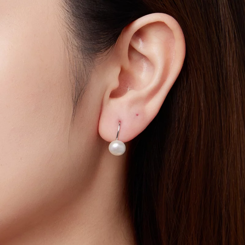 (image pour) Boucles d'oreilles pendantes en perles d'eau douce plaquées platine en argent 92 - Afficher 9