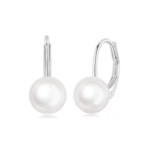 (image pour) Boucles d'oreilles pendantes en perles d'eau douce plaquées platine en argent 925 Pandora Style - BSE1214