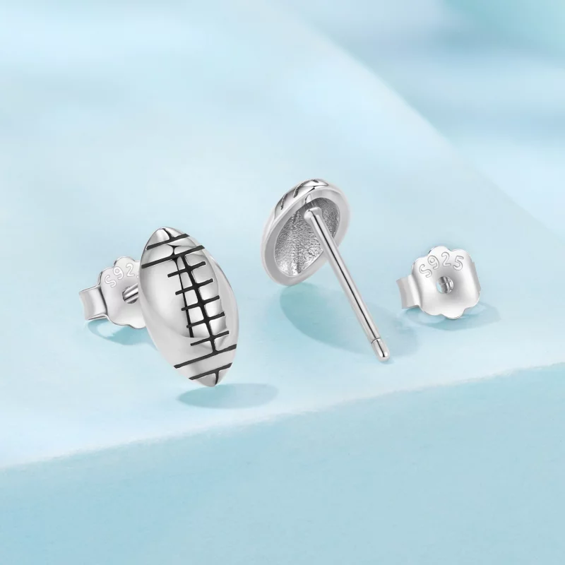 (image pour) Boucles d'oreilles à clous Rugby en argent 925 oxydé style Pandora - SCE1908 - Afficher 2