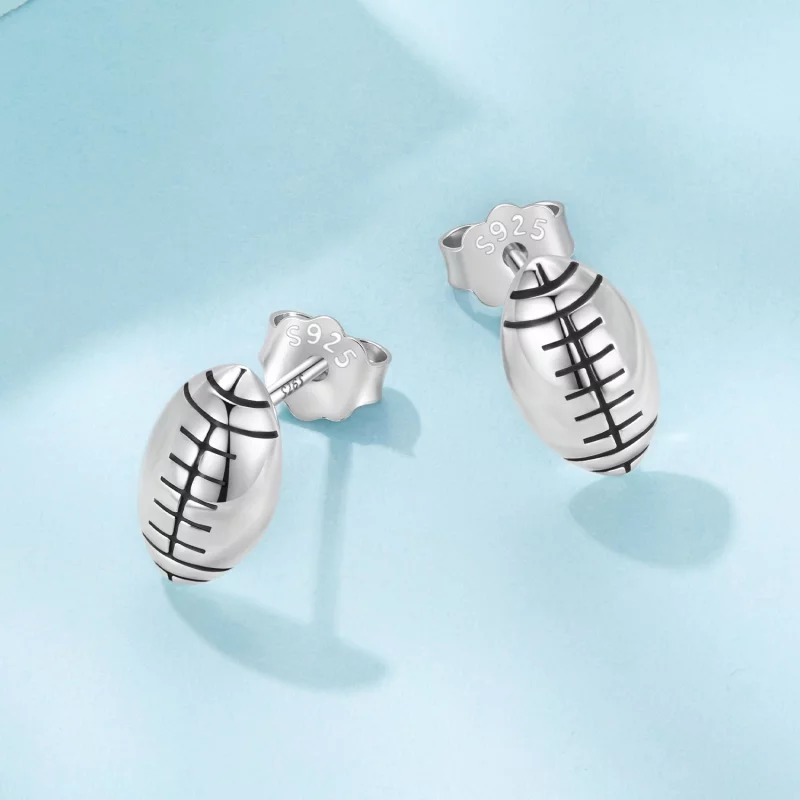 (image pour) Boucles d'oreilles à clous Rugby en argent 925 oxydé style Pandora - SCE1908 - Afficher 3