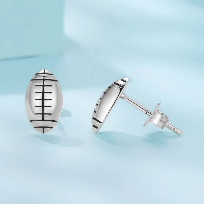 (image pour) Boucles d'oreilles à clous Rugby en argent 925 oxydé style Pandora - SCE1908 - Afficher 4