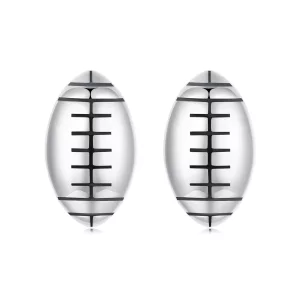(image pour) Boucles d'oreilles à clous Rugby en argent 925 oxydé style Pandora - SCE1908
