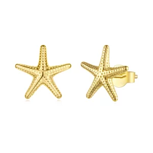 (image pour) Boucles d'oreilles à clou Mini Étoile de Mer Dorée Style Pandora - Argent 925 plaqué or - SCE1948-B
