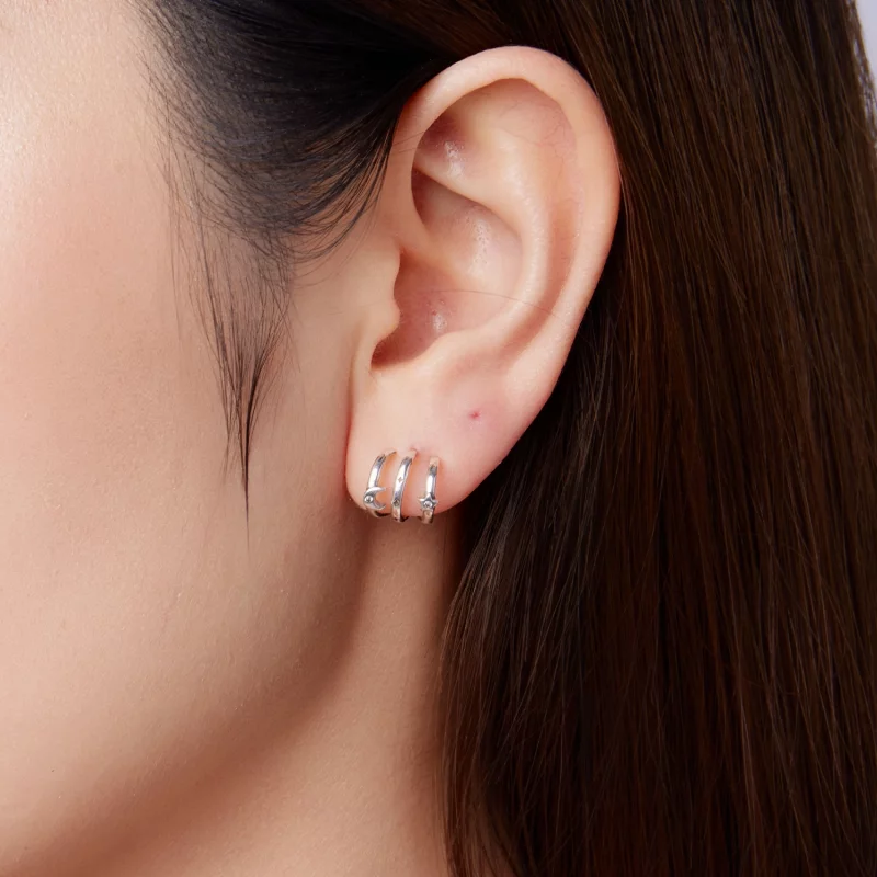 (image pour) Boucles d'oreilles multi-cercles Étoile Lune en argent sterling Pandora avec zir - Afficher 10