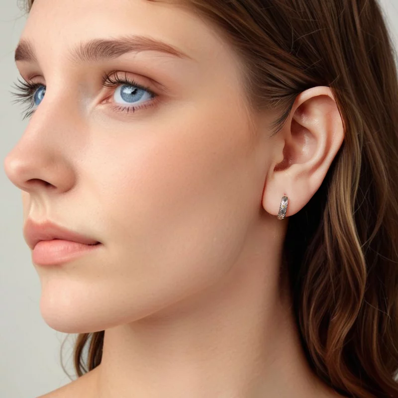 (image pour) Pandora Style Boucles d'oreilles créoles Tournesol Oxydé en argent 925 avec zirc - Afficher 7
