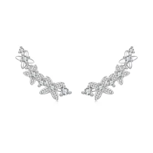 (image pour) Boucles d'oreilles à clou Trèfle Étincelant en argent 925 de Pandora avec zirconium et placage platine - BSE1211