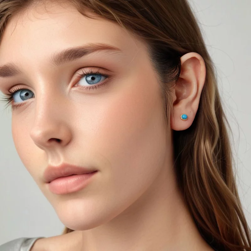 (image pour) Boucles d'oreilles à clou Pandora Style en argent sterling S925 avec turquoise e - Afficher 7