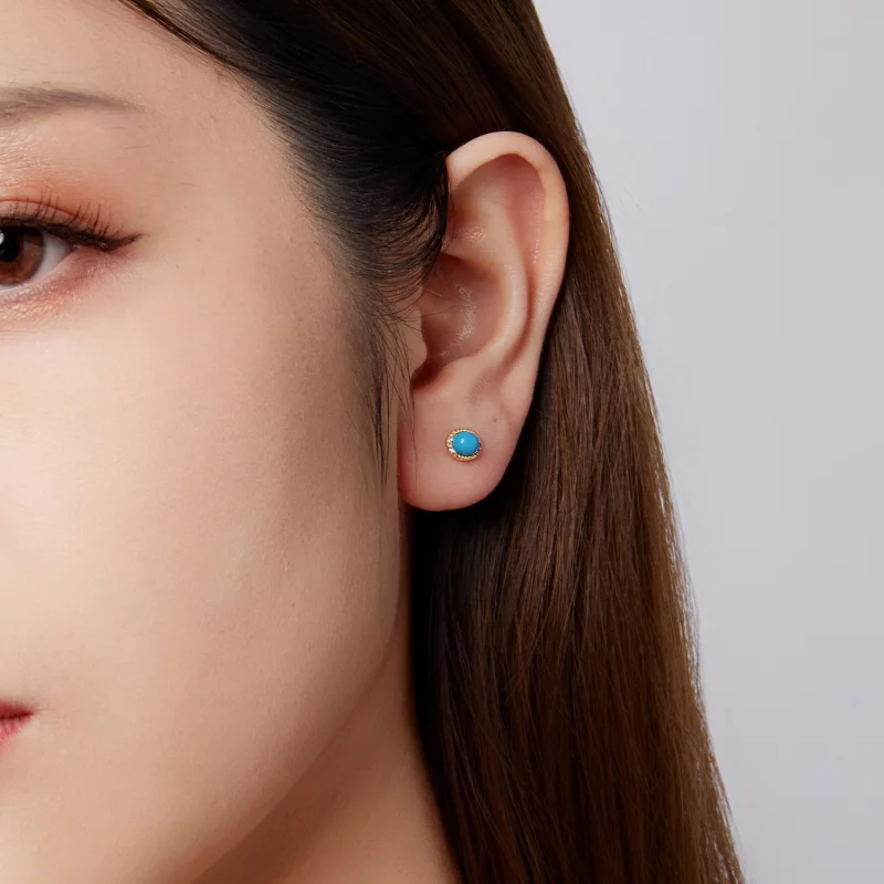 (image pour) Boucles d'oreilles à clou Pandora Style en argent sterling S925 avec turquoise e - Afficher 9