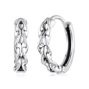 (image pour) Boucles d'oreilles Huggie à vignes torsadées Pandora en argent 925 avec finition oxydée - BSE1205