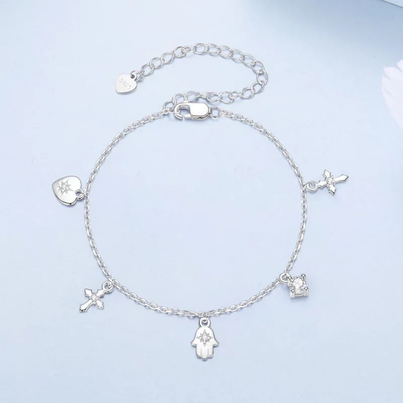 (image pour) Bracelet Amulette Style Pandora en Argent 925 avec Zirconium Cubique - Protectio - Afficher 3