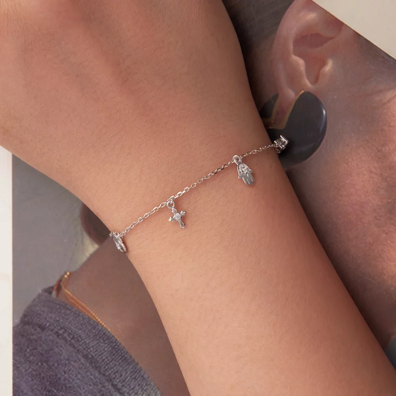 (image pour) Bracelet Amulette Style Pandora en Argent 925 avec Zirconium Cubique - Protectio - Afficher 4