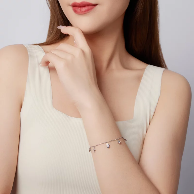 (image pour) Bracelet Amulette Style Pandora en Argent 925 avec Zirconium Cubique - Protectio - Afficher 7