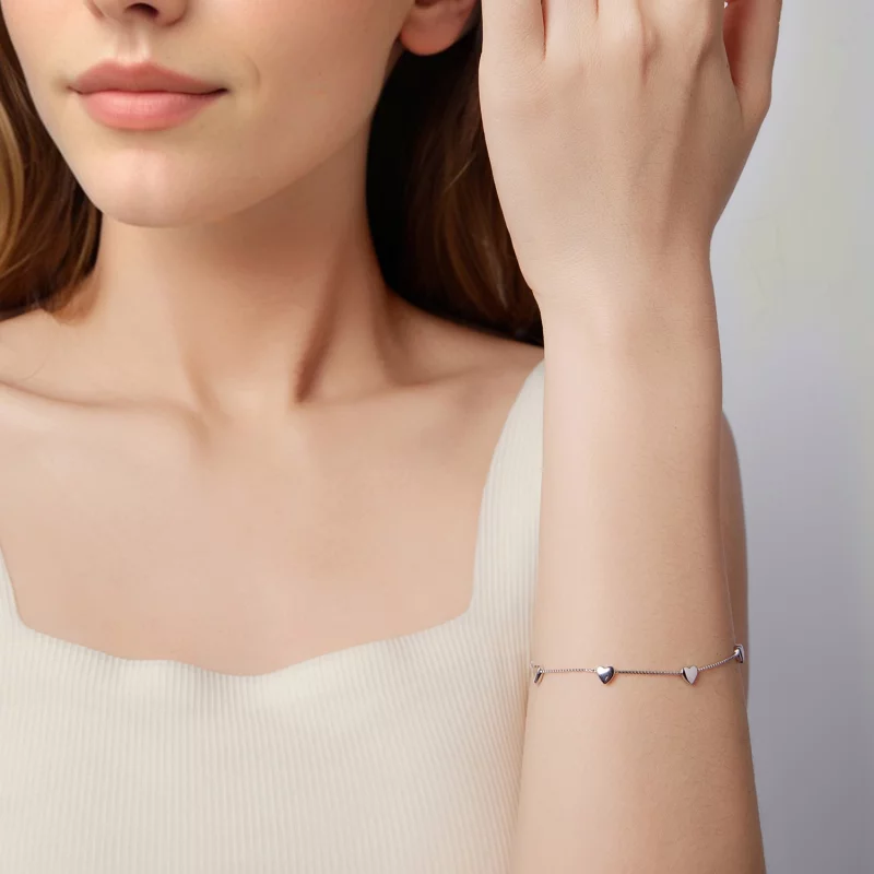 (image pour) Charm Cœur Style Pandora en Argent 925 Sterling avec Zirconium Cubique - Plaqué - Afficher 5