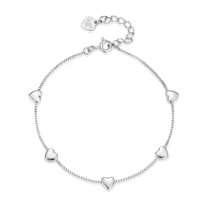 (image pour) Charm Cœur Style Pandora en Argent 925 Sterling avec Zirconium Cubique - Plaqué Platine - BSB216