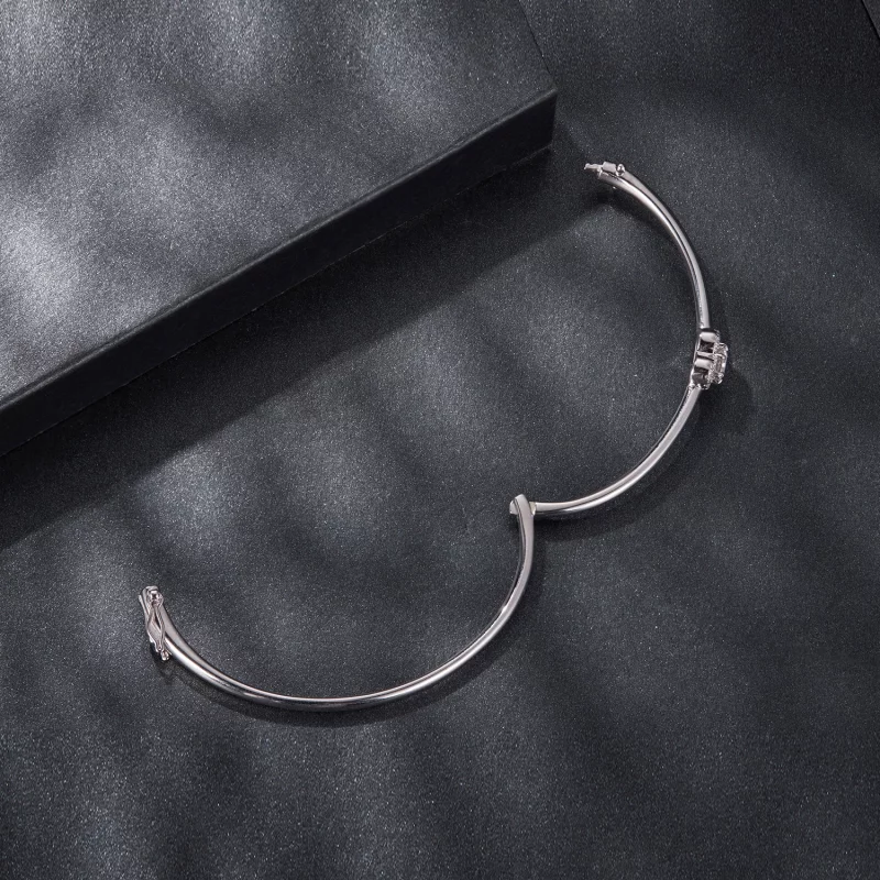 (image pour) Bracelet Cœur en Moissanite et Zirconium en Argent 925 Plaqué Platine avec Certi - Afficher 4