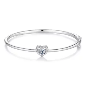 (image pour) Bracelet Cœur en Moissanite et Zirconium en Argent 925 Plaqué Platine avec Certificat - MSB026
