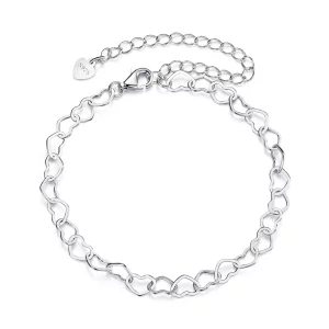 (image pour) Bracelet à cœurs en argent 925 plaqué platine Pandora Style - BSB222