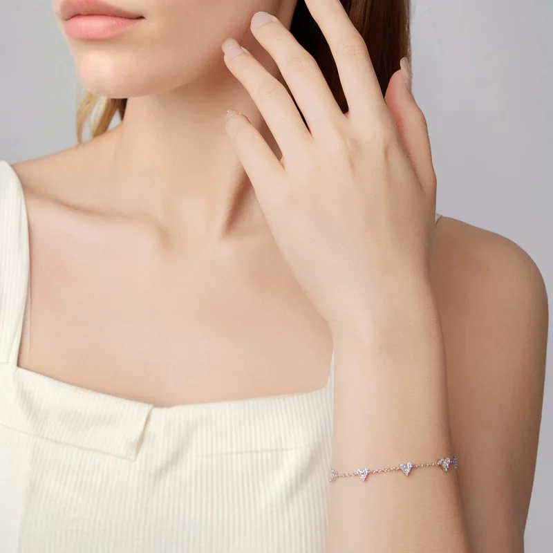 (image pour) Bracelet Cœur en Zirconium Cubique Plaqué Platine en Argent 925 Pandora Style - - Afficher 6
