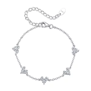 (image pour) Bracelet Cœur en Zirconium Cubique Plaqué Platine en Argent 925 Pandora Style - BSB227