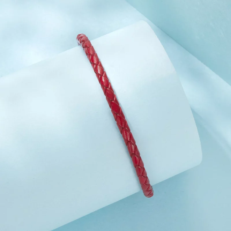 (image pour) Pandora Style 925 argent plaqué or motif herbe bouclée boucle cordon cuir rouge - Afficher 2