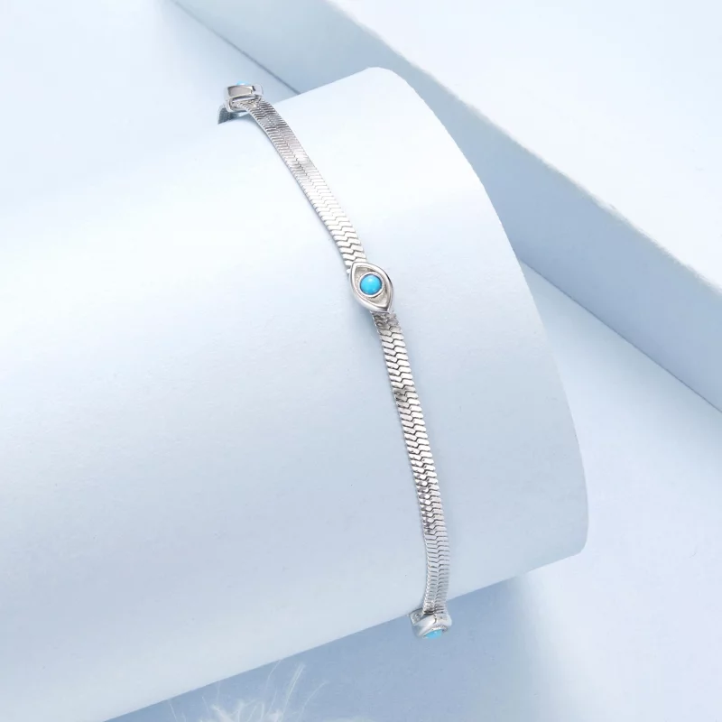 (image pour) Bracelet Pandora Style en Argent 925 Malœil avec Turquoise Synthétique - Plaqué - Afficher 2