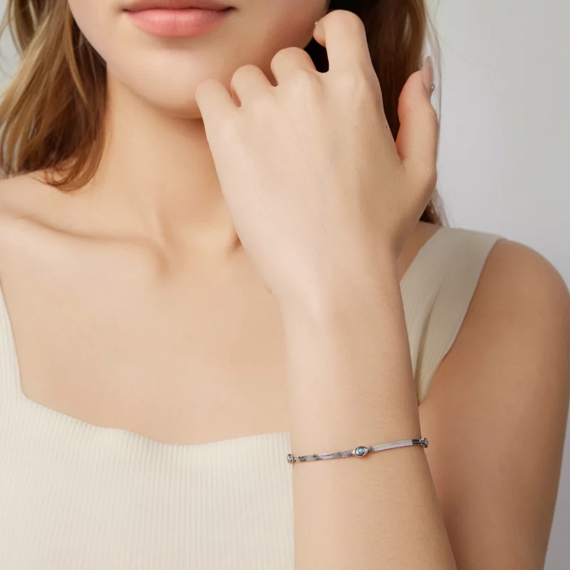 (image pour) Bracelet Pandora Style en Argent 925 Malœil avec Turquoise Synthétique - Plaqué - Afficher 5