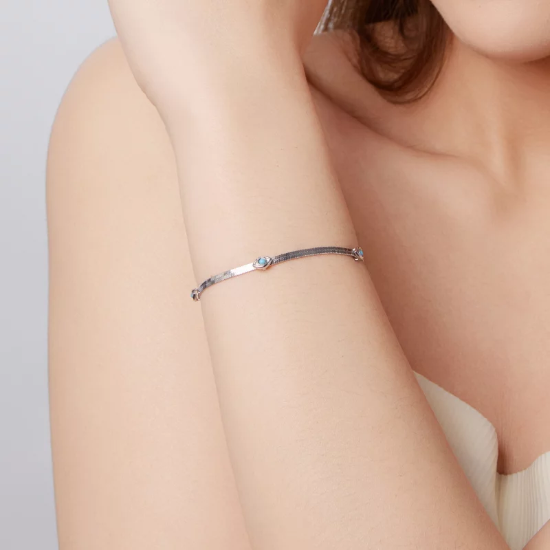 (image pour) Bracelet Pandora Style en Argent 925 Malœil avec Turquoise Synthétique - Plaqué - Afficher 7