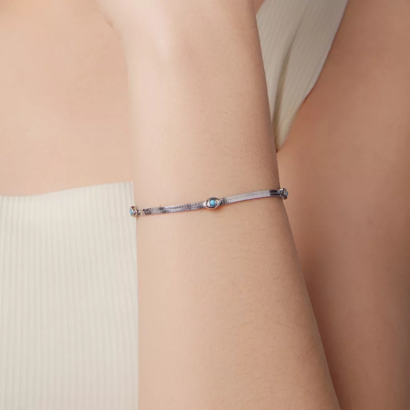 (image pour) Bracelet Pandora Style en Argent 925 Malœil avec Turquoise Synthétique - Plaqué - Afficher 8