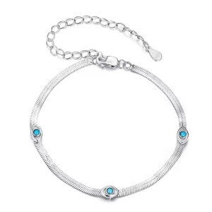 (image pour) Bracelet Pandora Style en Argent 925 Malœil avec Turquoise Synthétique - Plaqué Platine - BSB218