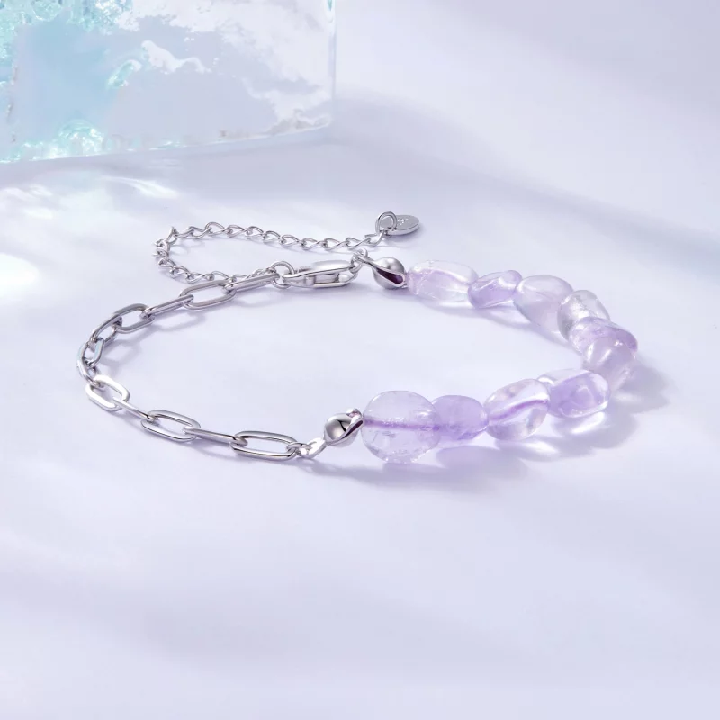 (image pour) Bracelet en Cristal d'Améthyste en Argent Sterling 925 Plaqué Platine Pandora St - Afficher 2