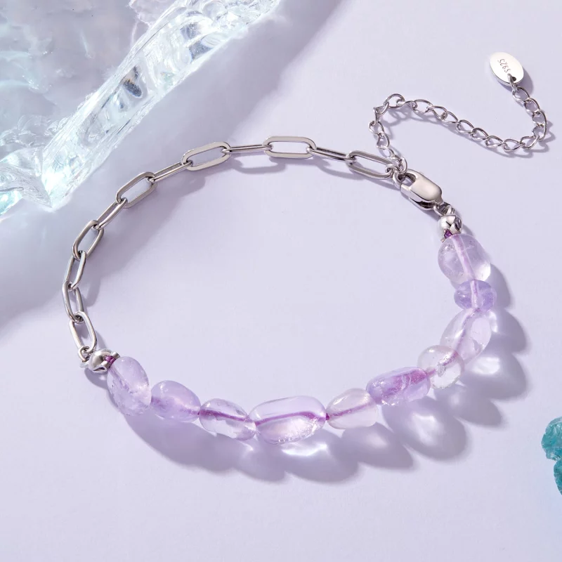 (image pour) Bracelet en Cristal d'Améthyste en Argent Sterling 925 Plaqué Platine Pandora St - Afficher 3