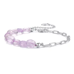 (image pour) Bracelet en Cristal d'Améthyste en Argent Sterling 925 Plaqué Platine Pandora Style - BSB224