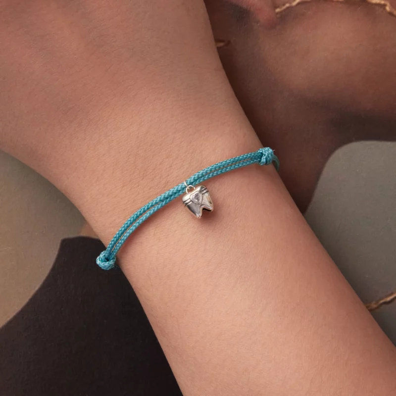 (image pour) Bracelet en Coton Bleu avec Charme Dentaire en Zircone et Argent 925 Pandora - S - Afficher 4
