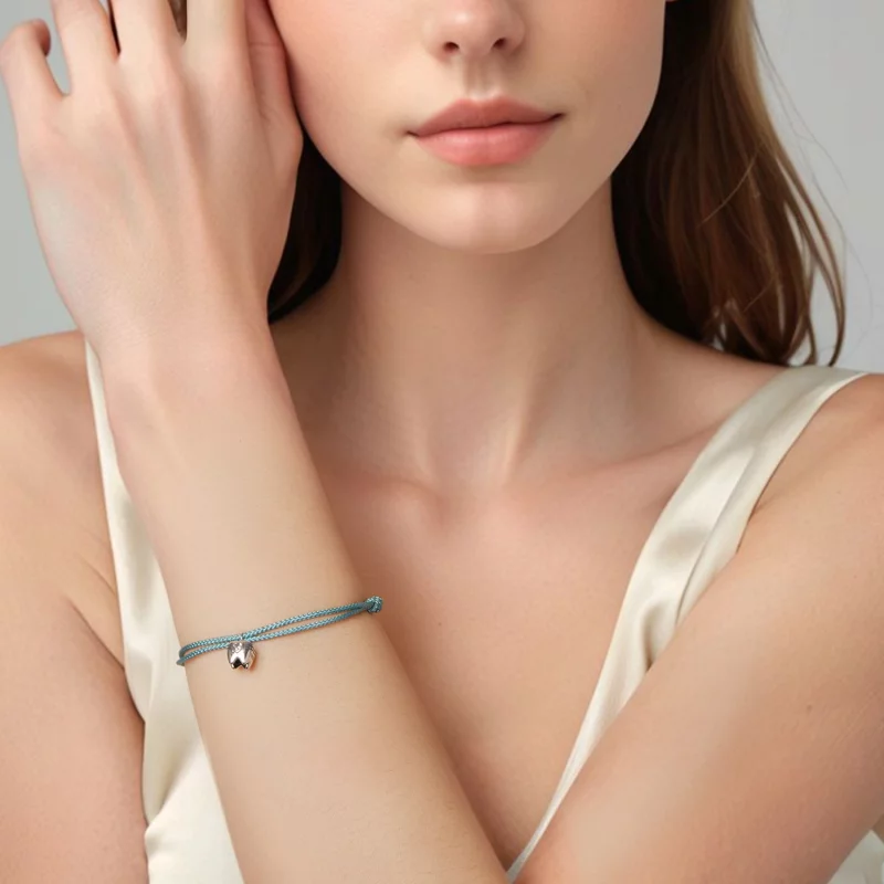 (image pour) Bracelet en Coton Bleu avec Charme Dentaire en Zircone et Argent 925 Pandora - S - Afficher 5