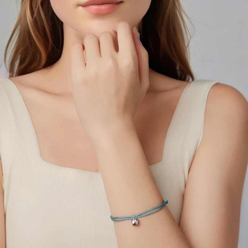 (image pour) Bracelet en Coton Bleu avec Charme Dentaire en Zircone et Argent 925 Pandora - S - Afficher 6