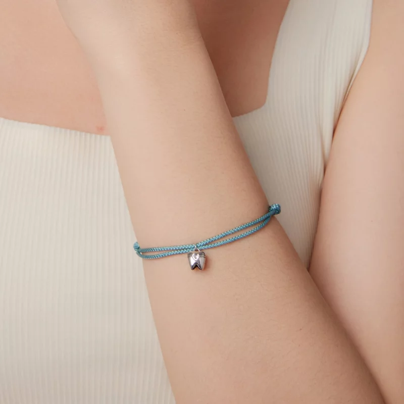 (image pour) Bracelet en Coton Bleu avec Charme Dentaire en Zircone et Argent 925 Pandora - S - Afficher 7