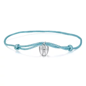 (image pour) Bracelet en Coton Bleu avec Charme Dentaire en Zircone et Argent 925 Pandora - SCB301