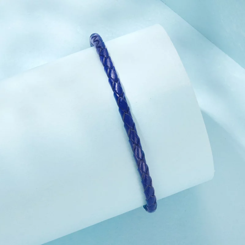 (image pour) Pandora Style 925 Argent Oxydé Motif Vigne Bracelet en Cuir Bleu Marine - SCB300 - Afficher 2