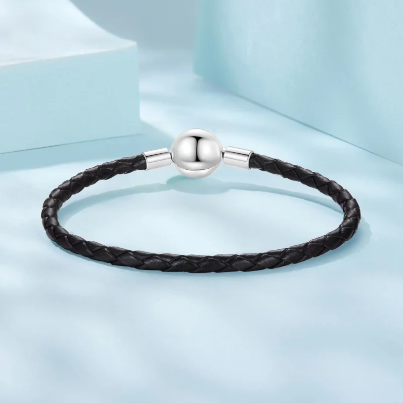 (image pour) Bracelet en cuir avec fermoir rond Pandora 925 argent oxydé - SCB299 - Afficher 3
