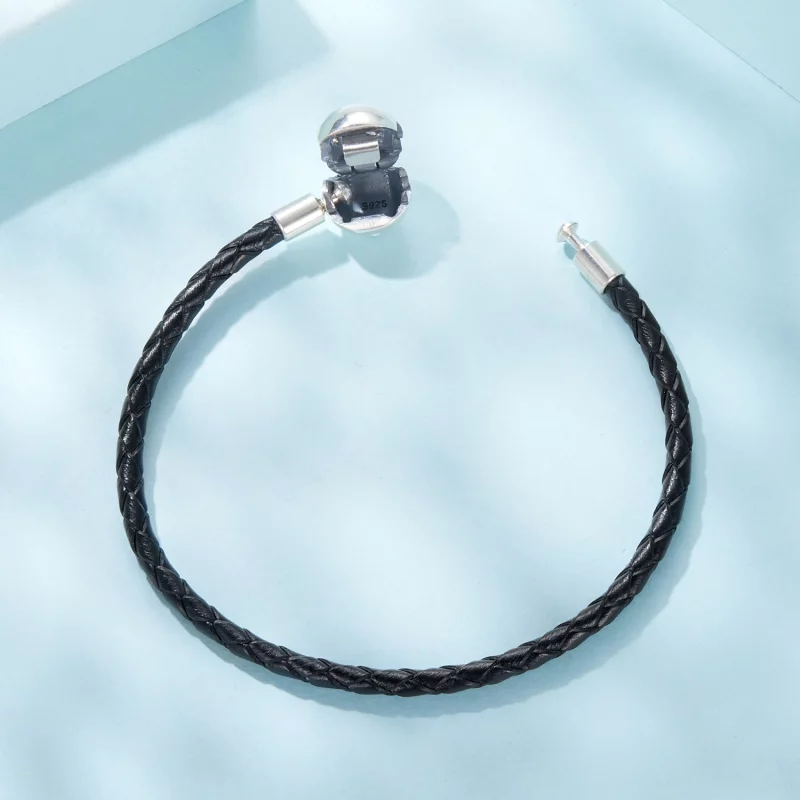 (image pour) Bracelet en cuir avec fermoir rond Pandora 925 argent oxydé - SCB299 - Afficher 4