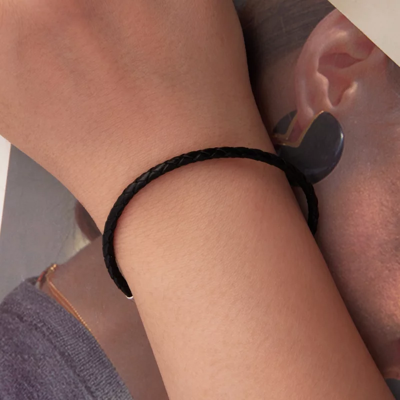 (image pour) Bracelet en cuir avec fermoir rond Pandora 925 argent oxydé - SCB299 - Afficher 5