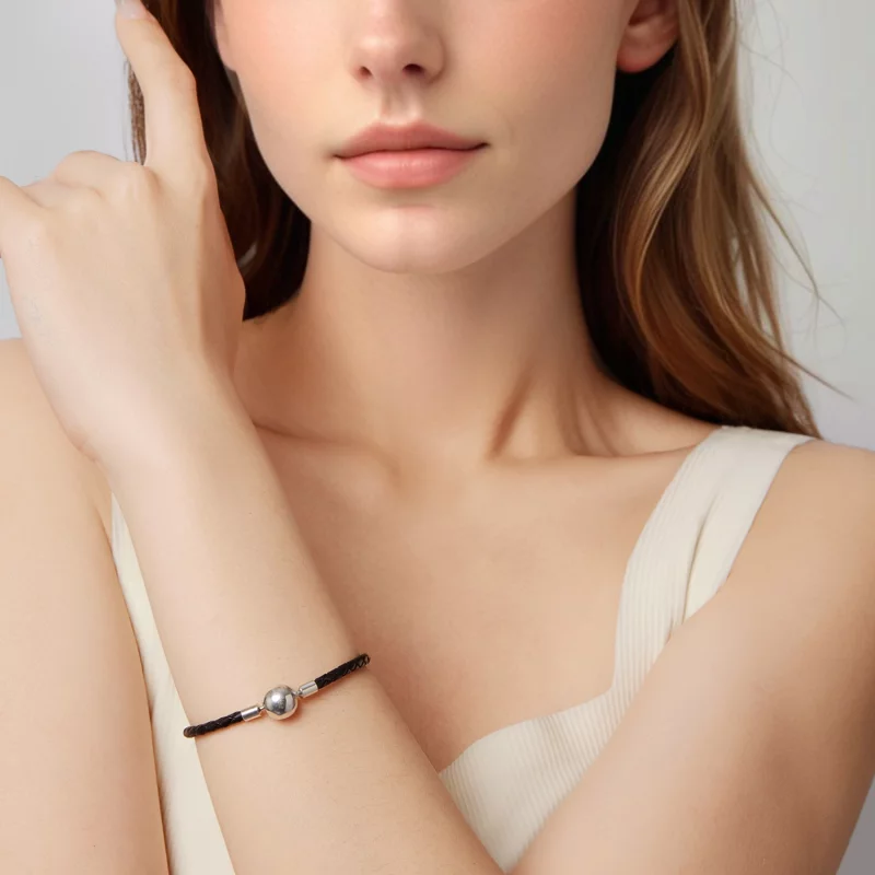 (image pour) Bracelet en cuir avec fermoir rond Pandora 925 argent oxydé - SCB299 - Afficher 7