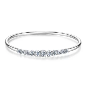 (image pour) Bracelet ouvert Pandora Style en argent 925 sterling avec moissanite et certificat - Bijou plaqué platine - MSB029
