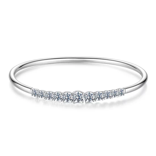 (image pour) Bracelet ouvert Pandora Style en argent 925 sterling avec moissanite et certificat - Bijou plaqué platine - MSB029
