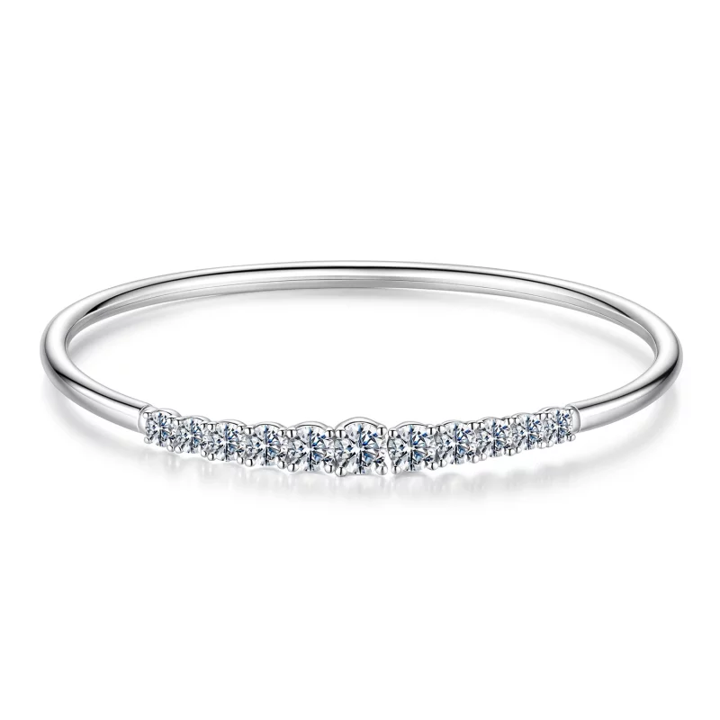 (image pour) Bracelet ouvert Pandora Style en argent 925 sterling avec moissanite et certificat - Bijou plaqué platine - MSB029